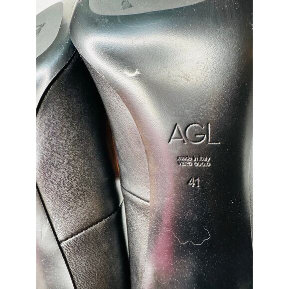 AGL Retro Irina Pump Black Leather Cap Toe Comfortable Dress Shoes Size 41 - Picture 6 of 9